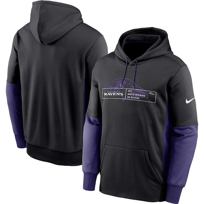 Men's Baltimore Ravens Black Color Block Fleece Performance Pullover Hoodie Men's Baltimore Ravens Black Color Block Fleece Performance Pullover Hoodie